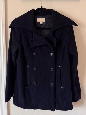 Merona Navy Double-Breasted Wool Peacoat